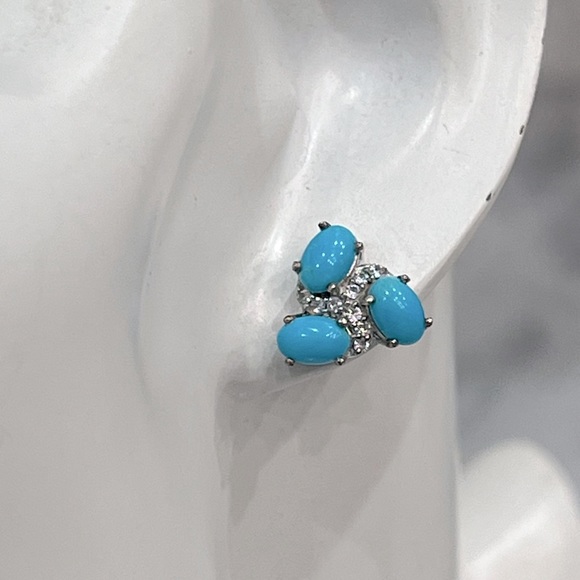 Arizona Sleeping Beauty Turquoise Cambodian Zircon Sterling Silver Stud … - Picture 8 of 11